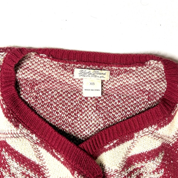 Lucky Brand Red and Cream Patterned Cardigan Size XS - Picture 8 of 9